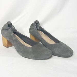 Kelsi Dagger Gray Suede Women's Shoes with Wooden Heel Size 9.5